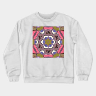 Cartoon Mandala Flower Blue Pink and Yellow Crewneck Sweatshirt